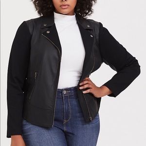 Torrid Faux LeAther and Ponte Jacket